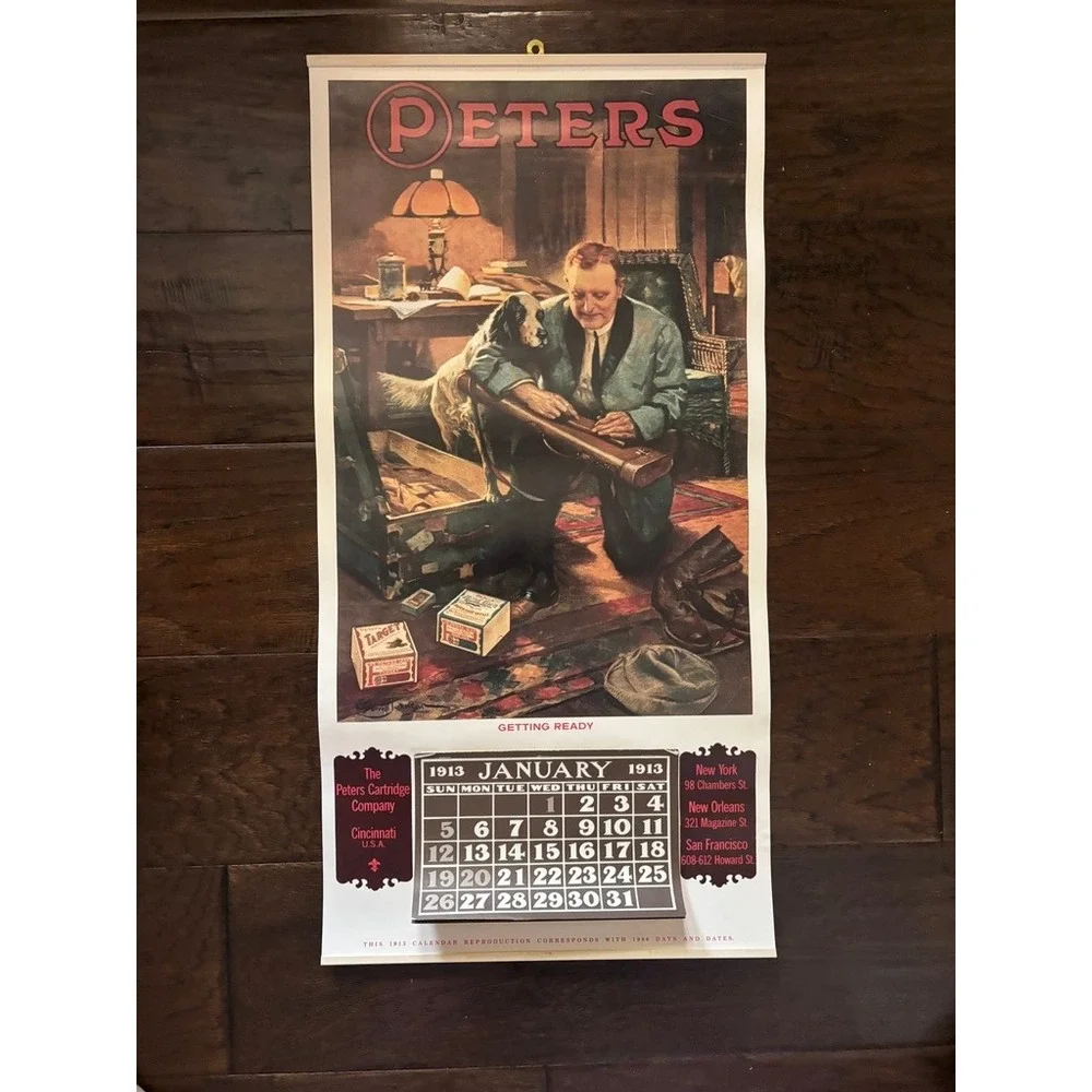 Vtg Peters Cartridge Company Advertising Calendar 1986 Reproduction Hunting Art